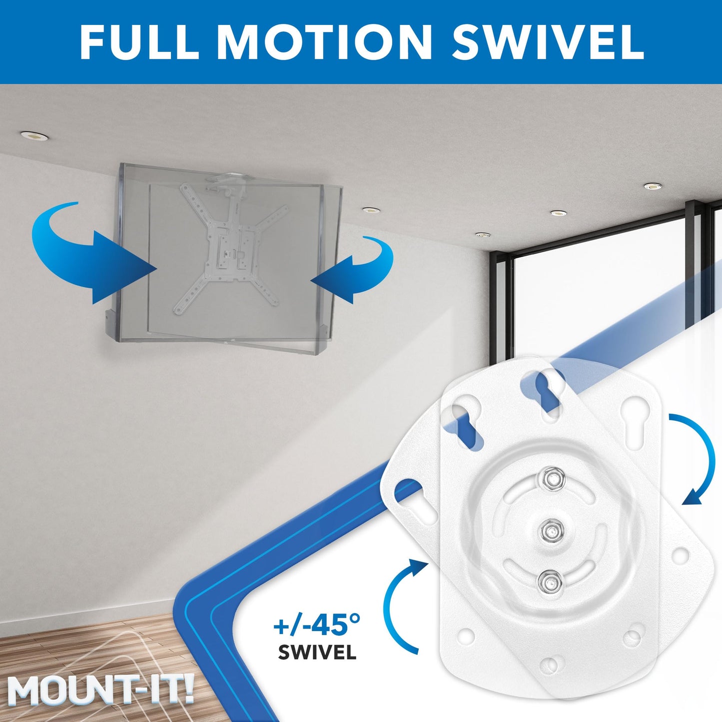 Mount-It! Fold-Up Ceiling TV Mount for 23-55 Inch TVs, Space-Saving Flip Down Bracket for Flat & Slanted Ceilings, Retractable Adjustable Tilt
