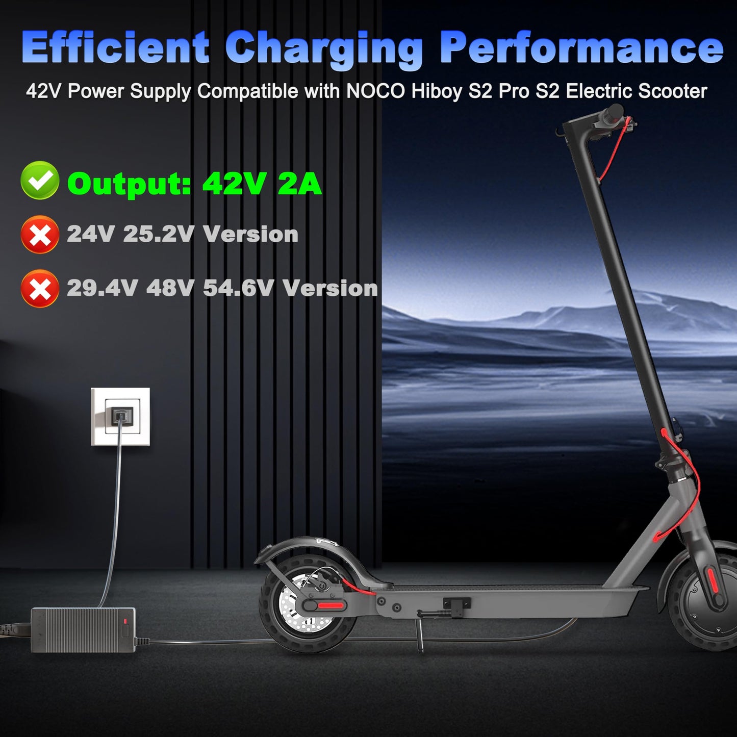 42V 2A Charger Compatible with Hiboy S2 Pro, S2, KS4, KS4 Pro, NEX, NEX3, NEX5 Electric Scooter Compatible with Hiboy Scooter Electric Power Supply