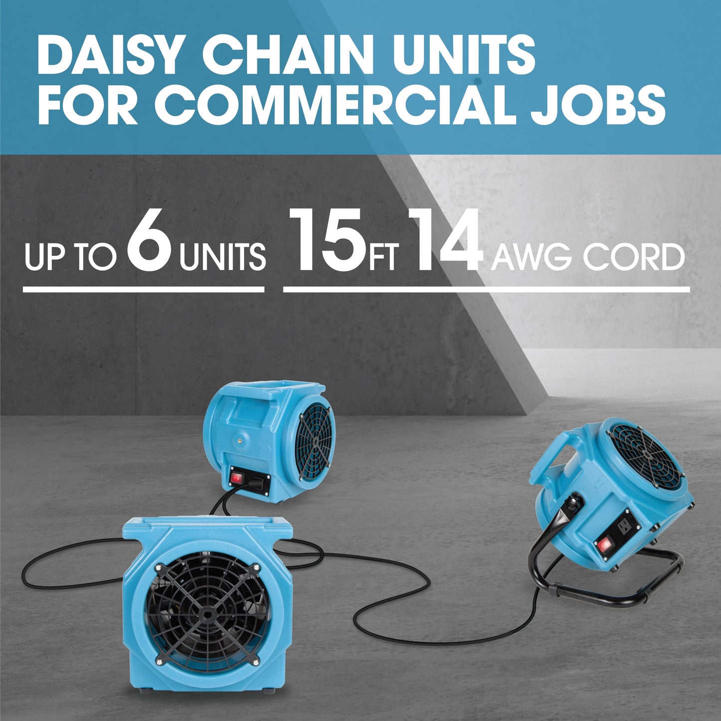PURAERO PA-250-HS-AF Compact Air Mover Axial Blower Floor Fan - 1/4 HP, 1050 CFM, Carpet Dryer, High Velocity 360° Rotation - Efficient Drying