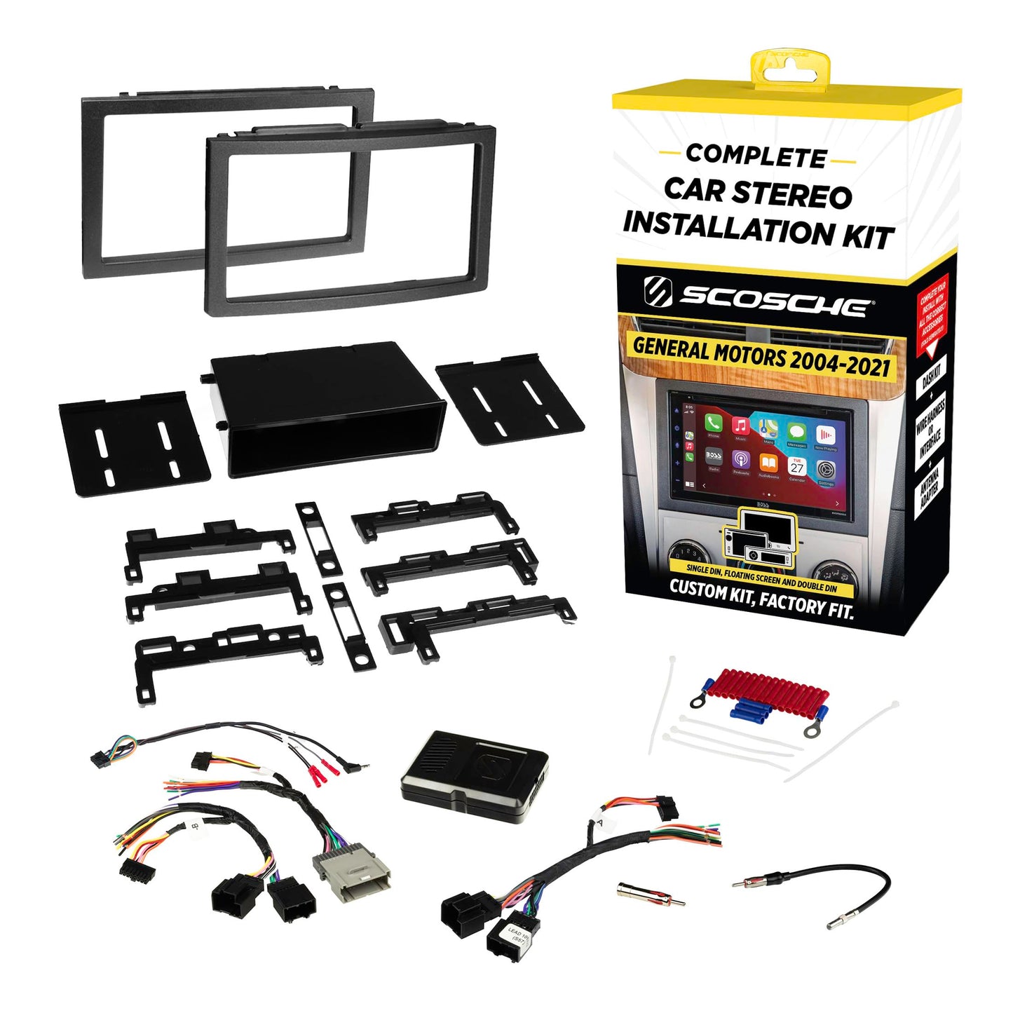 Scosche GM0516DDCS Double DIN Radio Install Dash Kit Compatible with Select 2004-21 Buick, Chevrolet, GMC, Hummer, Pontiac, Saturn and Suzuki Vehicles