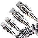 MAGNITTO Metal Braided USB Fast Charging Cable, Stainless Steel, Strong Durable Wire, Tangle Free, Heavy Duty, Chew Proof, USB2.0 Cables Sync Charger…