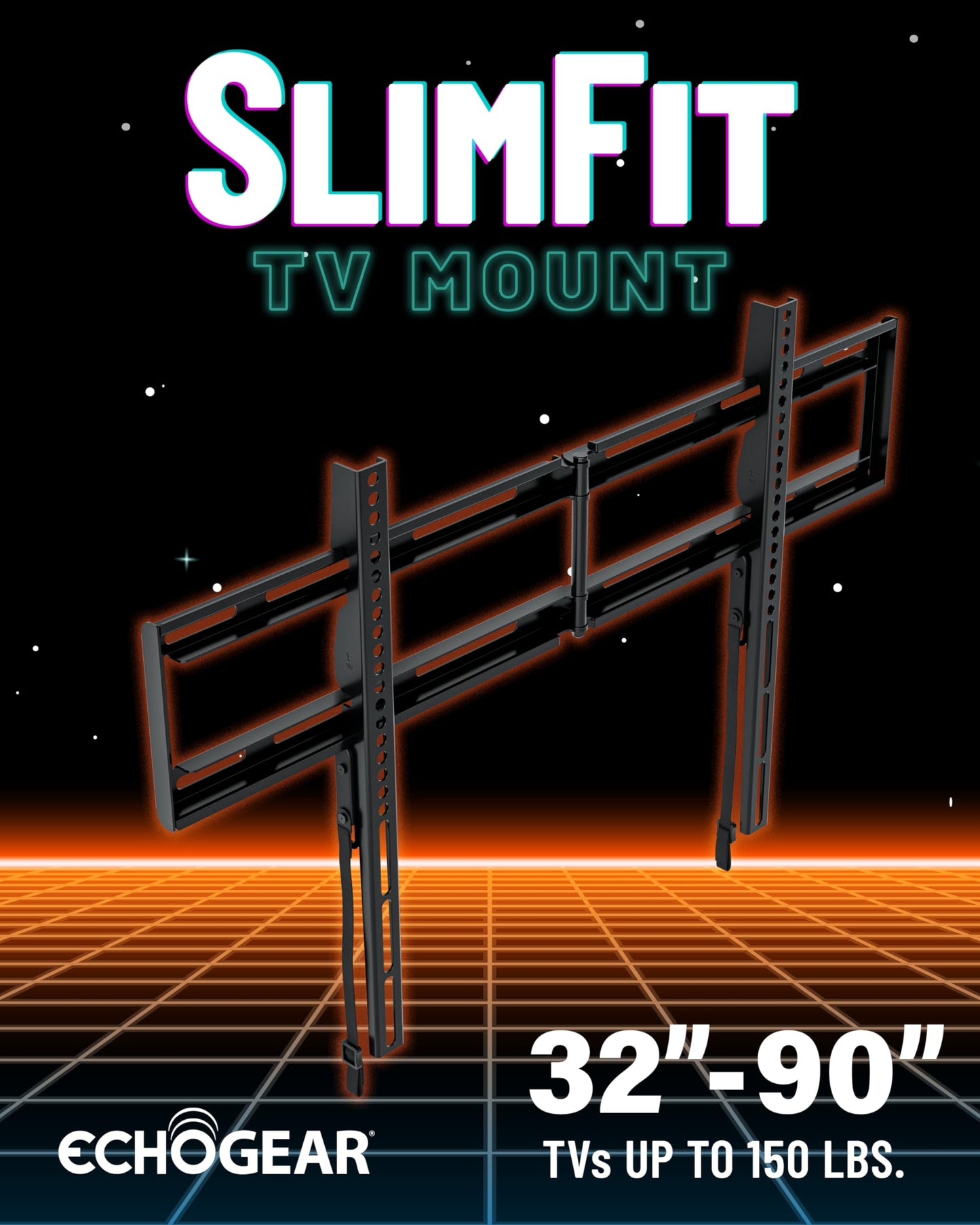 ECHOGEAR Fixed TV Wall Mount for 32" to 90" Screens up to 150lbs - Universal XL TV Mount Keeps Low 1.18” Profile - DIY Install w/Included Hardware
