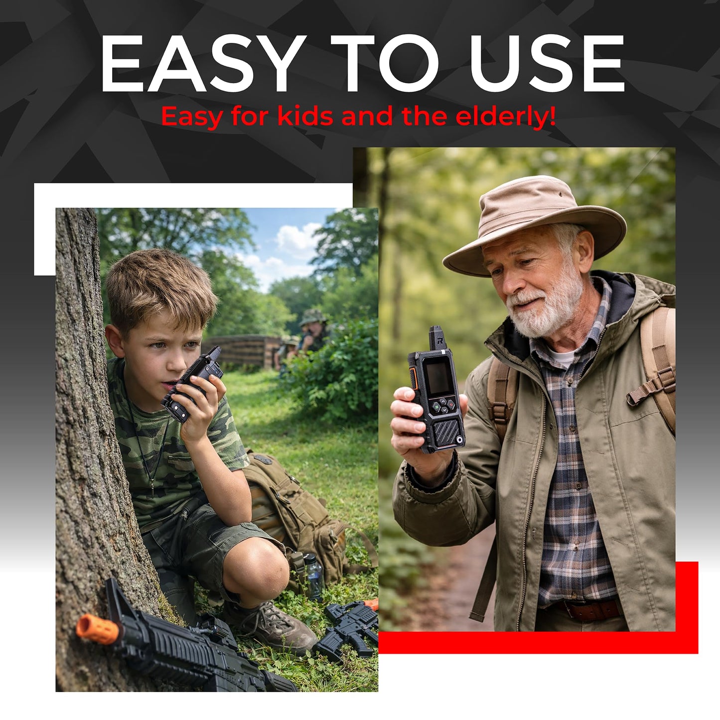 Rapid Radios RAD1- 2-Pack Waterproof Rugged LTE + Wi-Fi Rapid Radio - Nationwide Push-to-Talk Communication, IPX6 Weatherproof, Long Battery Life