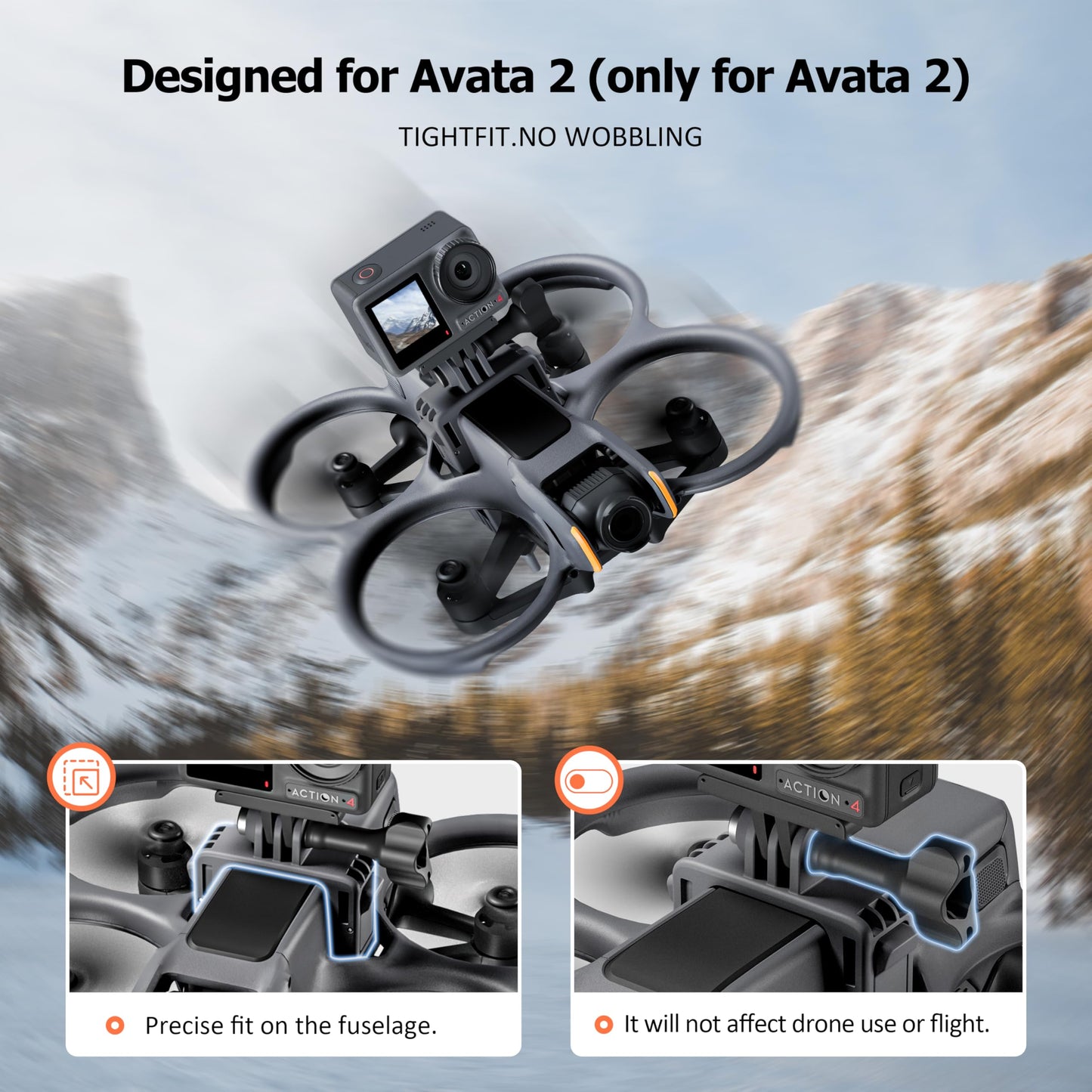 STARTRC PHOTO Avata 2 Camera Mount Extension Carry Mount with 1/4 Screw Adapter for DJI Avata 2 Accessories,Suitable for Action5 pro,for Gopro,Drone