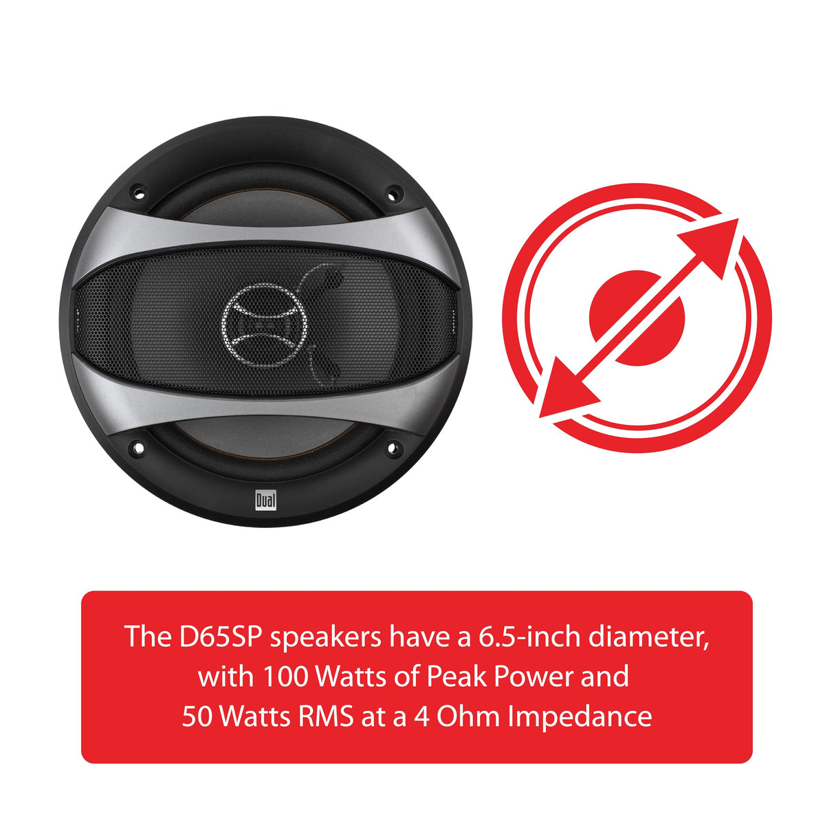 Dual Electronics D65SP 2-Way 6.5 inch Car Audio Speakers Pair with 200 Watt Peak Power | 100 Watts per Speaker | 1 inch Mylar Balanced Dome Tweeter