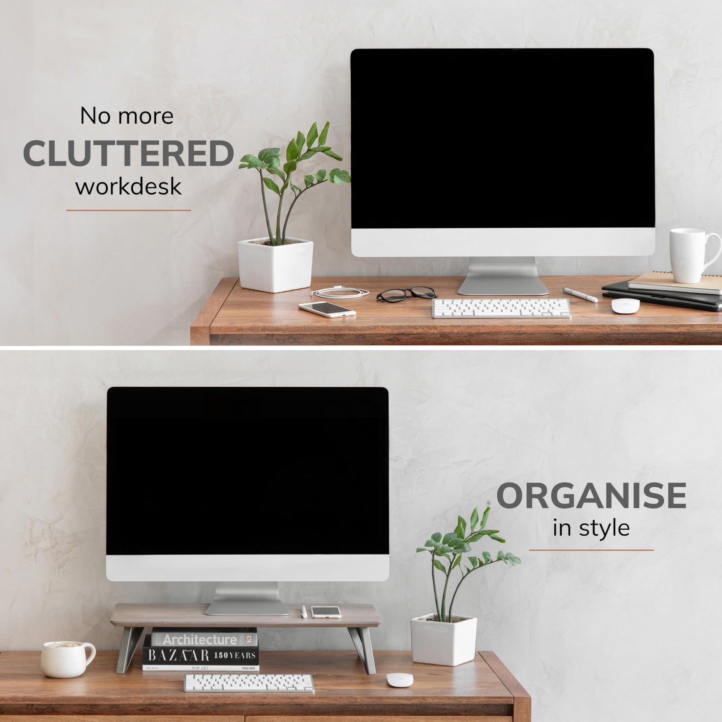 Anji Mountain Monitor Stand - Desktop Organizer & Laptop Riser, Ergonomic Monitor Riser, Space-Saving Monitor Stand for Desk, Durable Construction