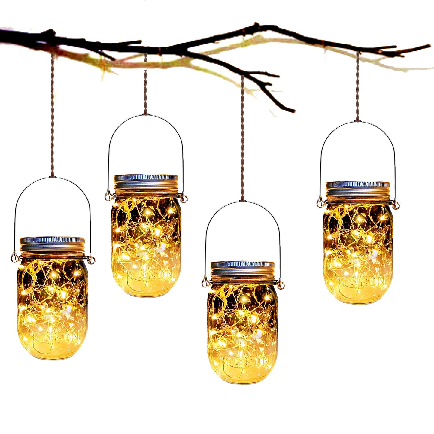 Mason Jar Solar Lantern Lights, 8 Pack 30 LED Bulbs Fairy Star Firefly Solar Lids Jar Lights,8 Hangers Included(No Jars),for Outdoor Home Garden Patio