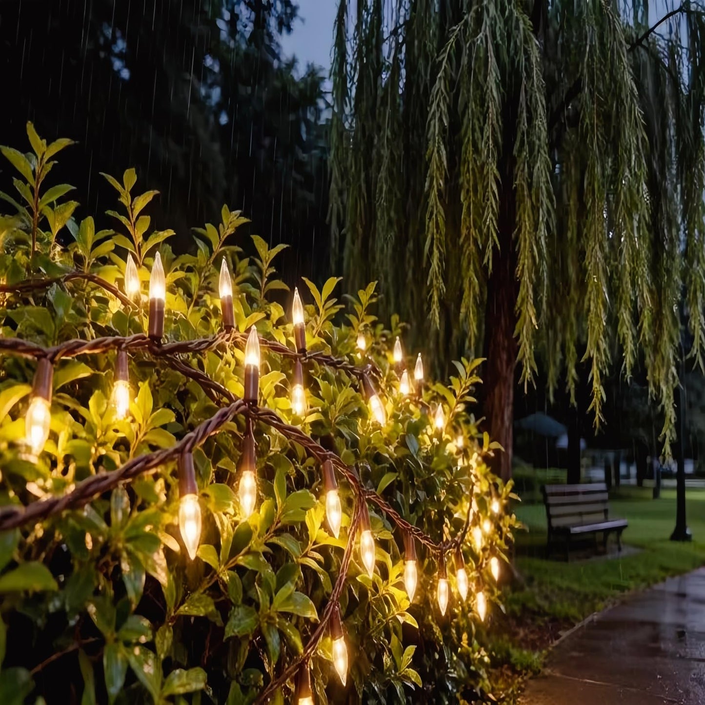 LUCKY SHINE 150 LED Warm White Christmas Lights, Commercial Grade Decorative Lighting String Brown Wire 50 FT, for Indoor Outdoor Party, Garden, Patio
