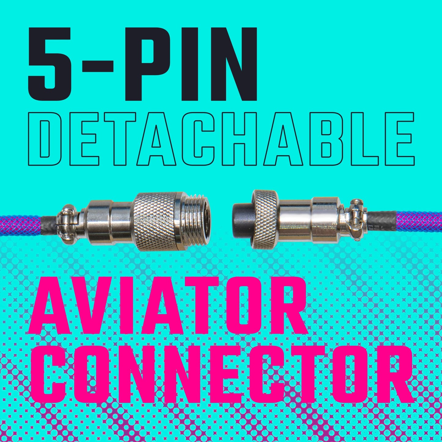 Cooler Master Coiled Cable Thunderstorm Blue-Purple with Detachable Metal Aviator Connector, Flexible Reinforced-Braided Nylon Cable, USB-A to USB
