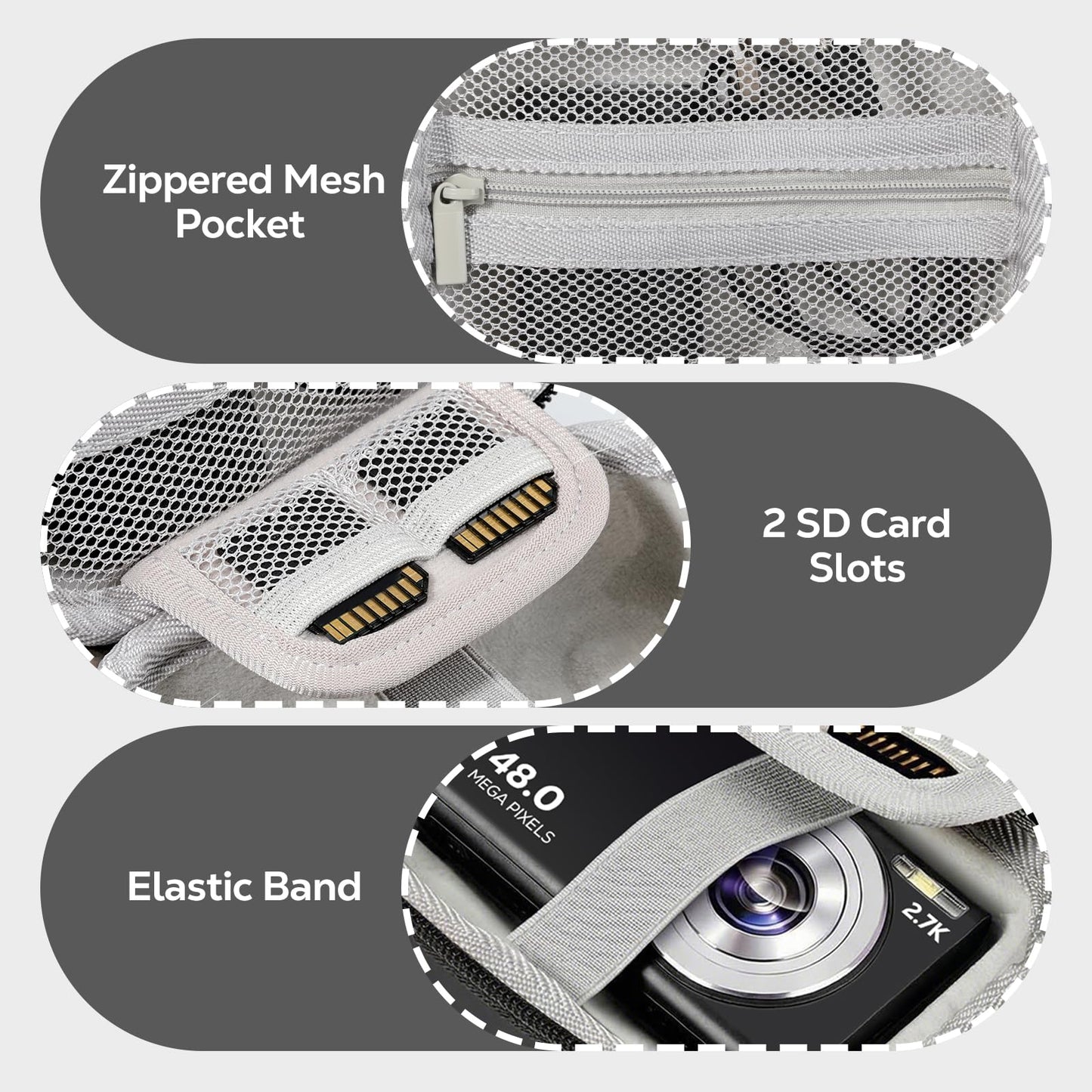 MoKo Digital Camera Case for KODAK PIXPRO FZ55/FZ45/CAMKORY DC403 FHD 1080P/Canon IXUS 285 HS/STUOGYUM DC402-AF, Small Cute Travel Carrying Protective