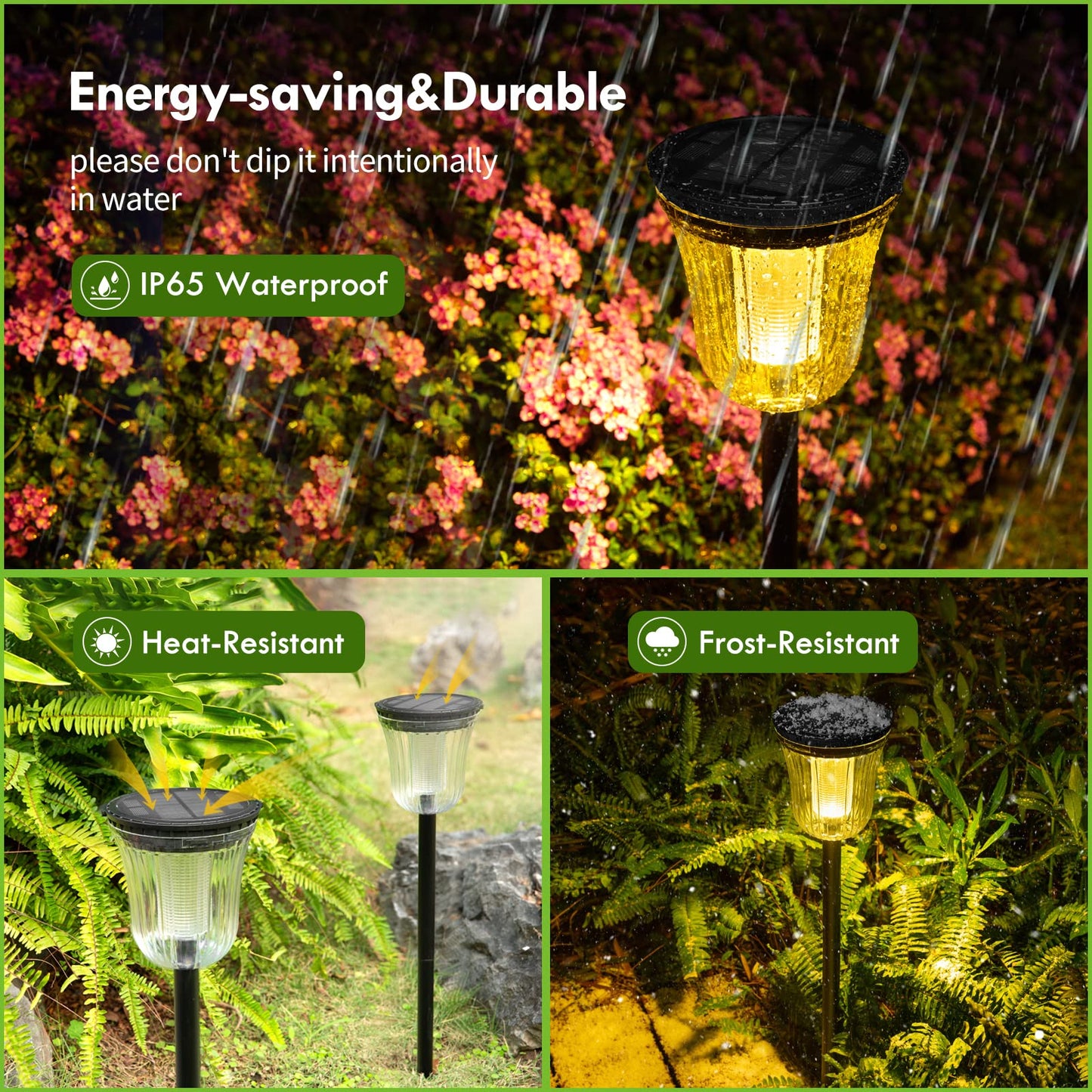 WTGEGF Solar Pathway Lights Outdoor Waterproof, 4 Pack 200 Lumens Super Bright Solar Garden Lights with 2 Lighting Modes, Auto On/Off Outdoor Solar