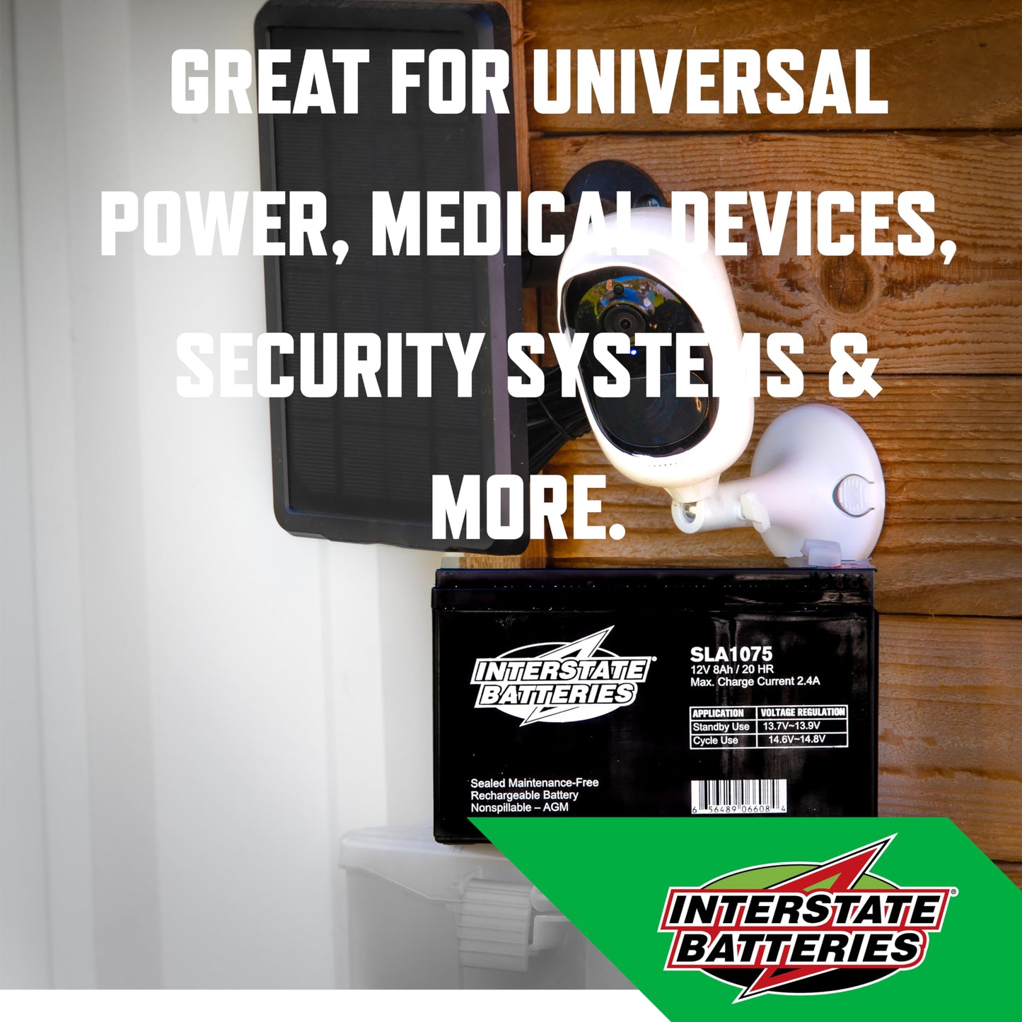 Interstate Batteries 12V 8Ah Battery (SLA1075) Sealed Lead Acid Rechargeable SLA AGM (F1 Terminal) Wireless Internet UPS Systems, FIOS, SP12-7