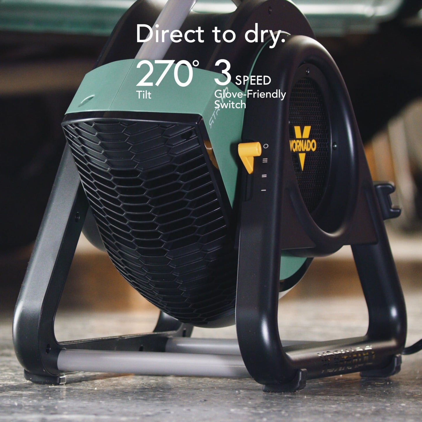 Vornado RTR Heavy Duty Air Circulator, 3-Speed, High Velocity Blower Fan with 270° Tilt, IP54 Motor, 8 ft Cord, High Impact Case, Air Mover for Floor