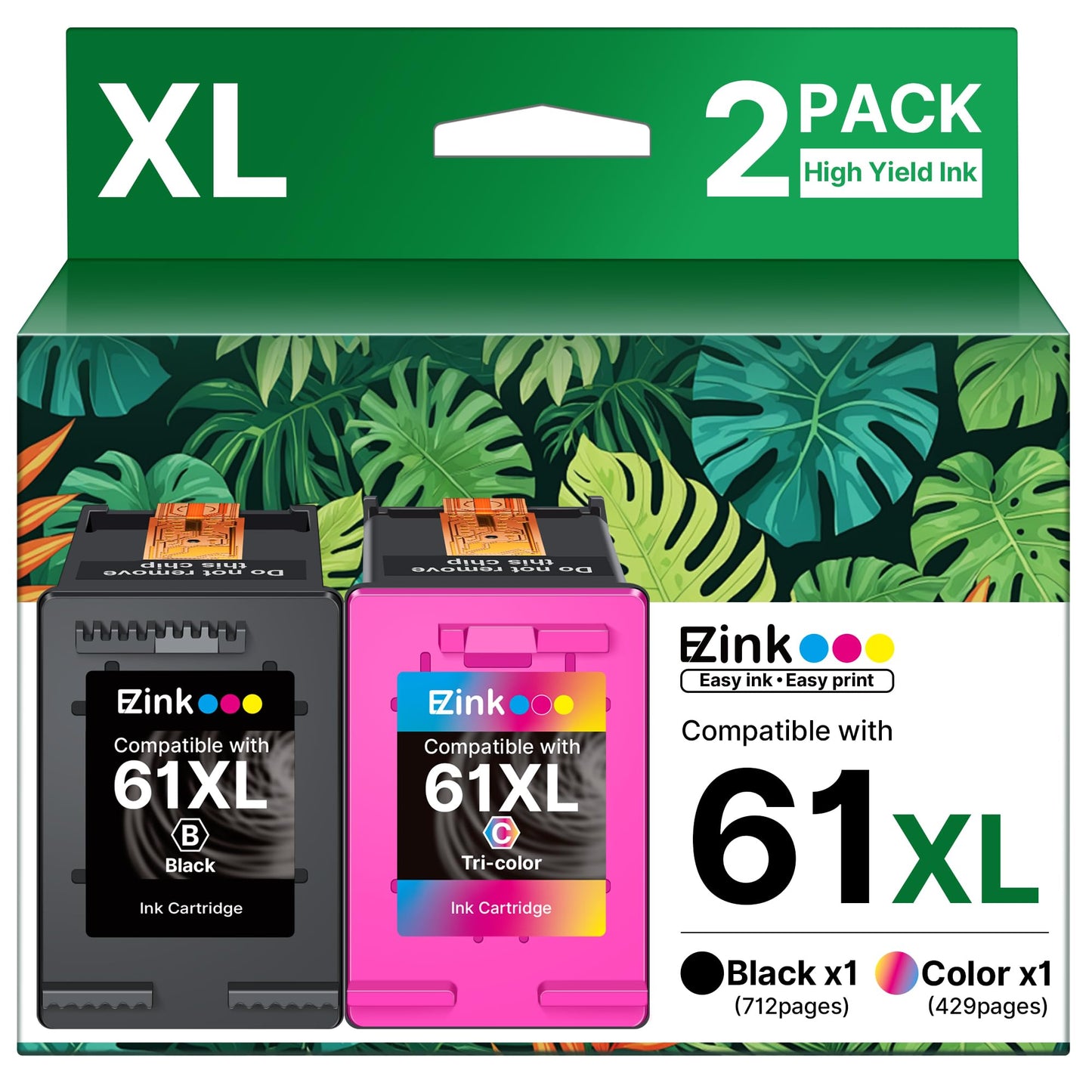61XL 61 Ink Cartridges 4500 5530 for HP Ink 61XL Black and Color Combo Pack