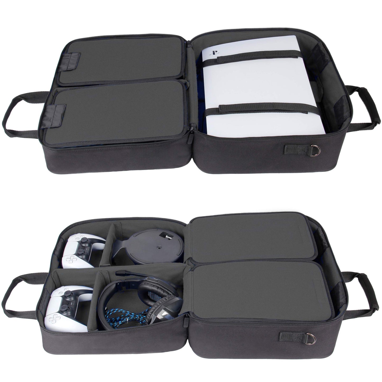 USA Gear PS5 Carrying Case - Travel Bag Compatible with PlayStation 5, PS5 Slim with Adjustable Interior - Shoulder Travel Case for Dualsense