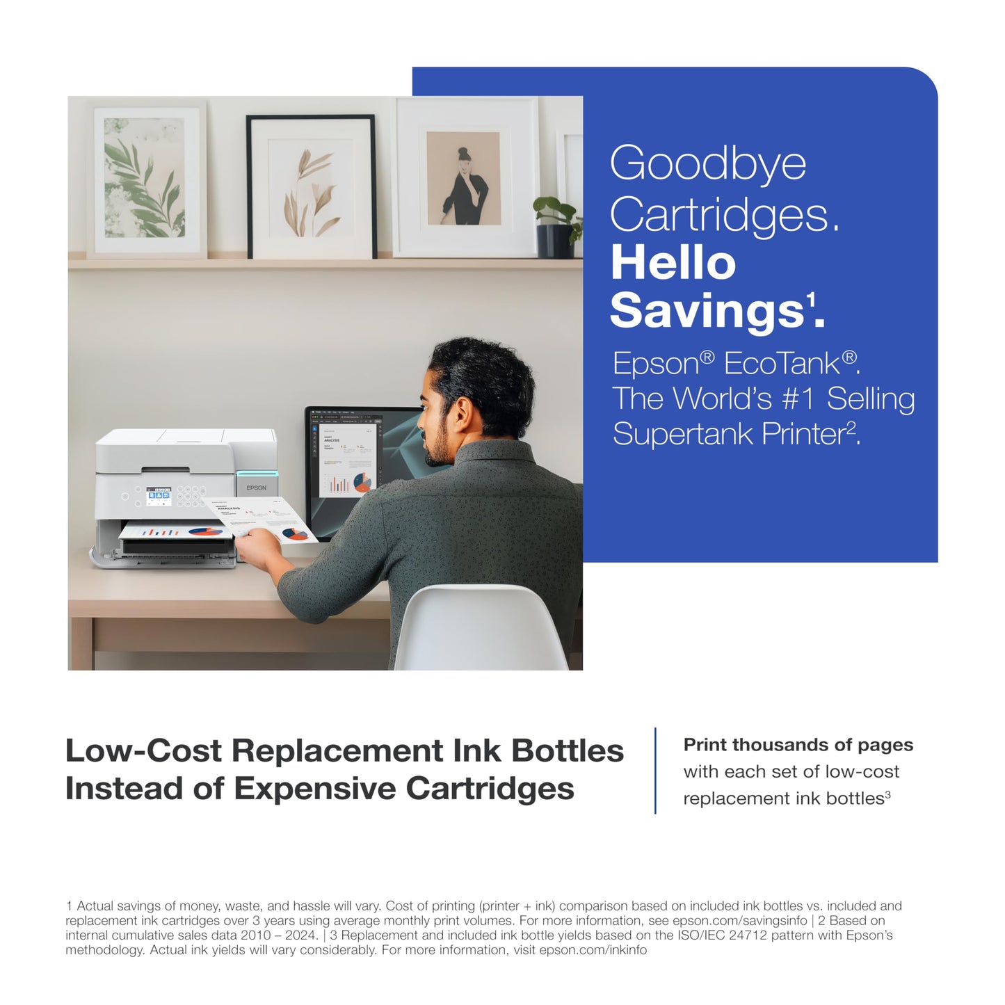 Epson EcoTank ET-3950 Wireless All-in-One Color Supertank Printer with up to 3 Years of Ink, Refillable Tanks, Perfect for Home Office, 18 PPM, 2.4"