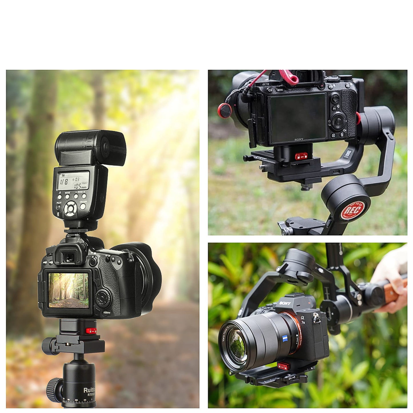 Quick Release Plate, Camera Tripod Mount Arca Swiss QR Plate Fast Claw Clamp Compatible with Canon Sony Nikon Pentax DSLR/SLR/Zhiyun/Feiyu/DJI/Moza