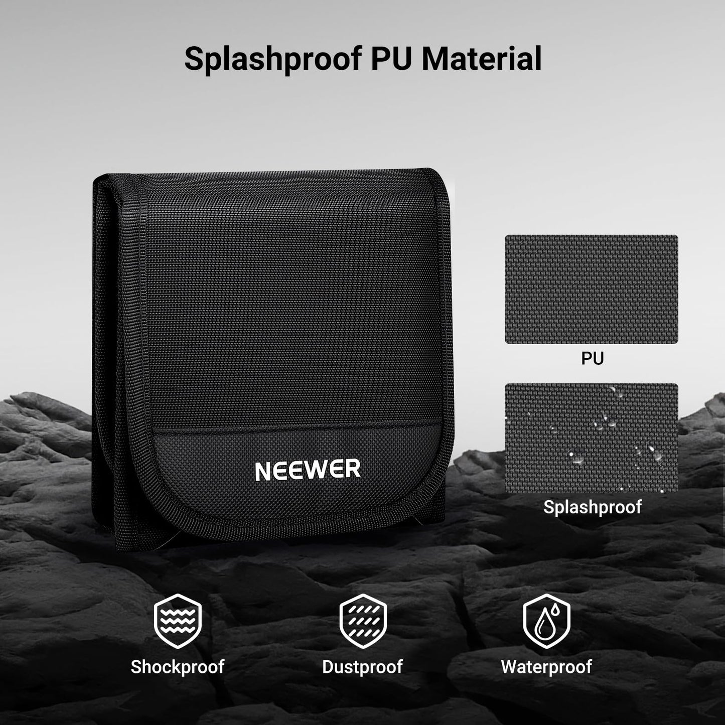 NEEWER 67mm Filter Case, Trifold Foldable Splash Resistant Protective Carry Pouch Storage Bag Accessories, Holds Up to Three 67mm Round Camera Lens