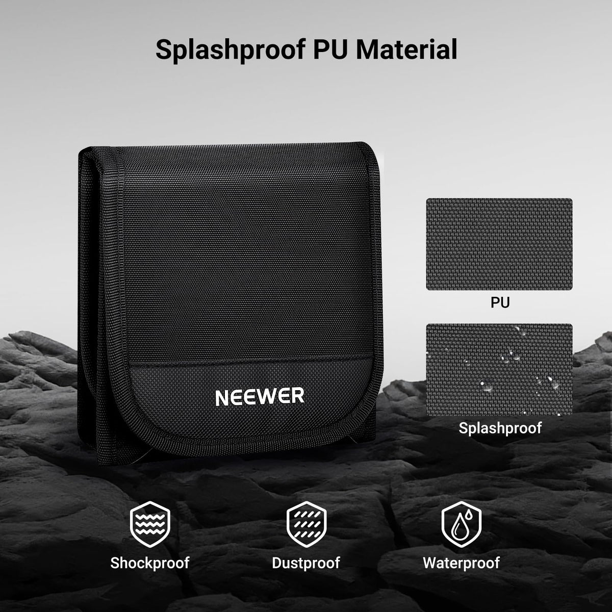 NEEWER 82mm Filter Case, Trifold Foldable Splash Resistant Protective Carry Pouch Storage Bag Accessories, Holds Up to Three 82mm Round Camera Lens