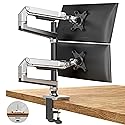 Ergounion Premium Dual Monitor Stand for Desk, High-Grade Aluminum Stacked Monitor Arm with Heavy-Duty Mechanical Spring, Adjustable Vertical Double