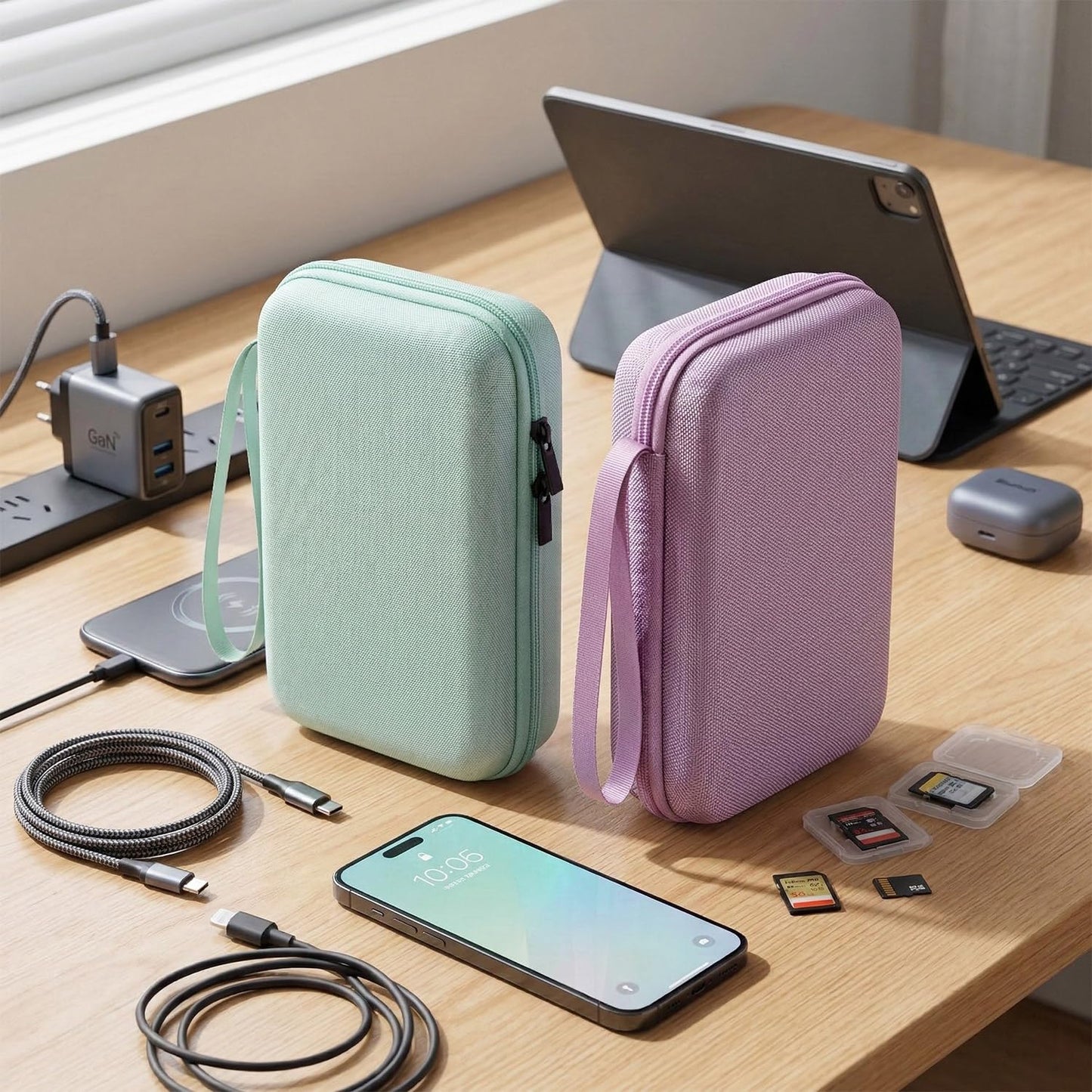 Hard Travel Electronic Organizer Case for MacBook Power Adapter Chargers Cables Power Bank Apple Magic Mouse Apple Pencil USB Flash Disk SD Card Hard