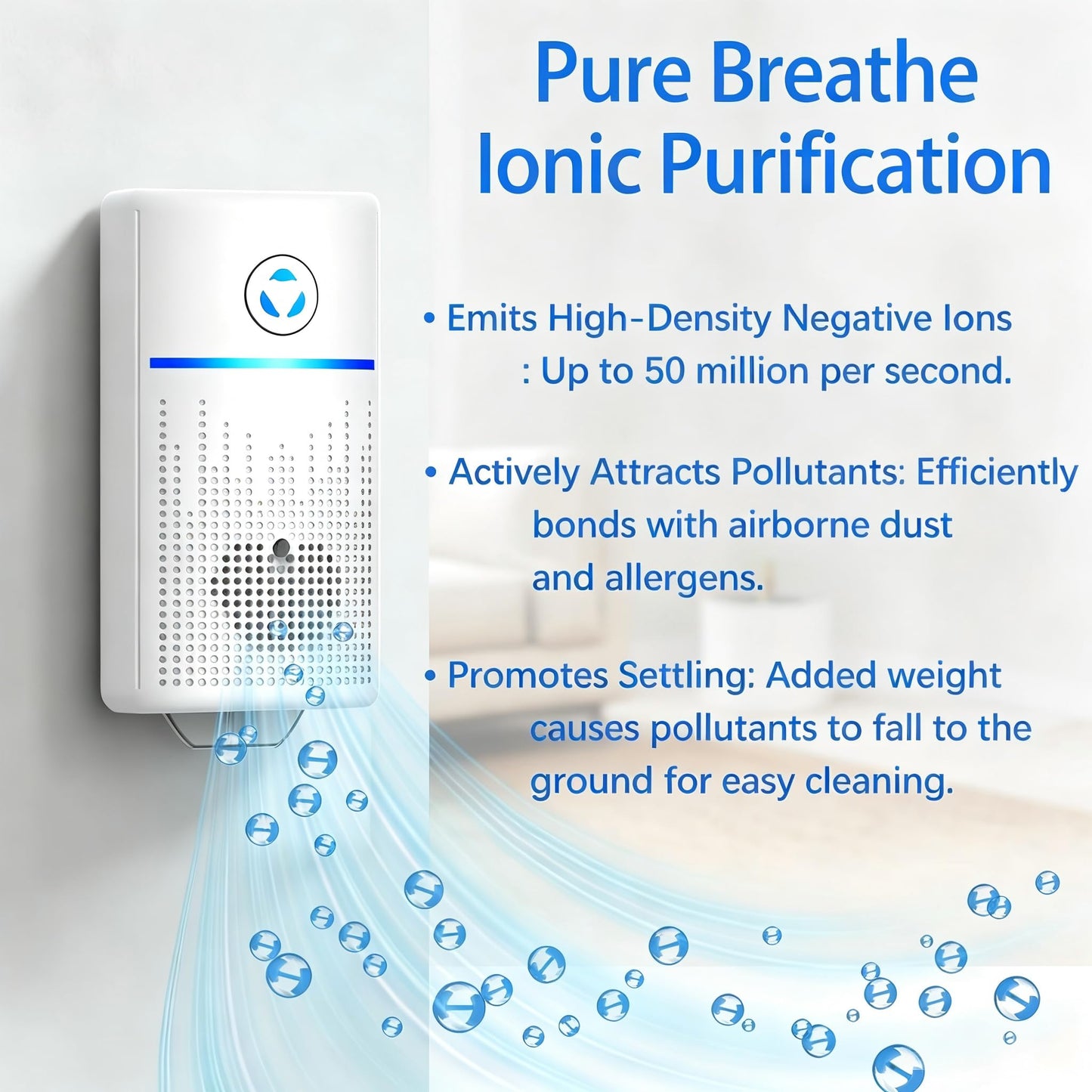 Air Ionizers for Home 4 Pack, Air Purifiers Plug in for Bedroom, Office, Kitchen, Quiet Portable Air Freshener for Odor, Smoke, Pets, Fresh Odor