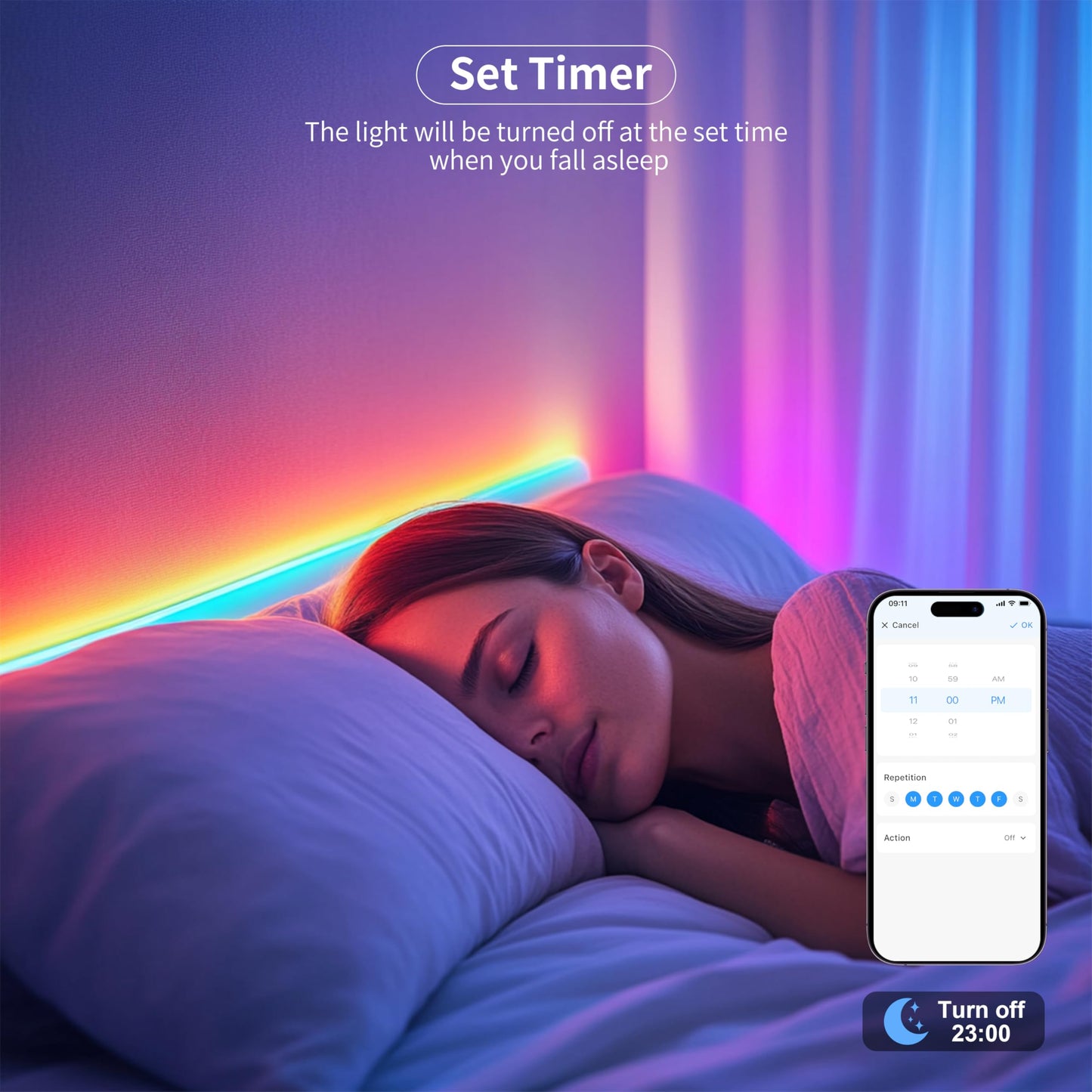 MIWISE RGB Smart IC COB LED Strip Light,32.8ft Color Chasing Flexible LED Tape Light,WS2811 Addressable RGB Strip with APP Control/Music Mode,Work