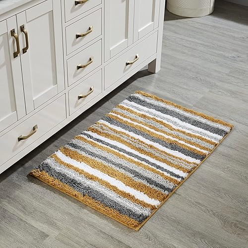 Better Trends Griffie Collection Bathroom Mat -Yellow Bathroom Rugs, Washable, Quick Dry & Absorbent Bath Mat, Farmhouse Bathroom Rug, Bath mats…