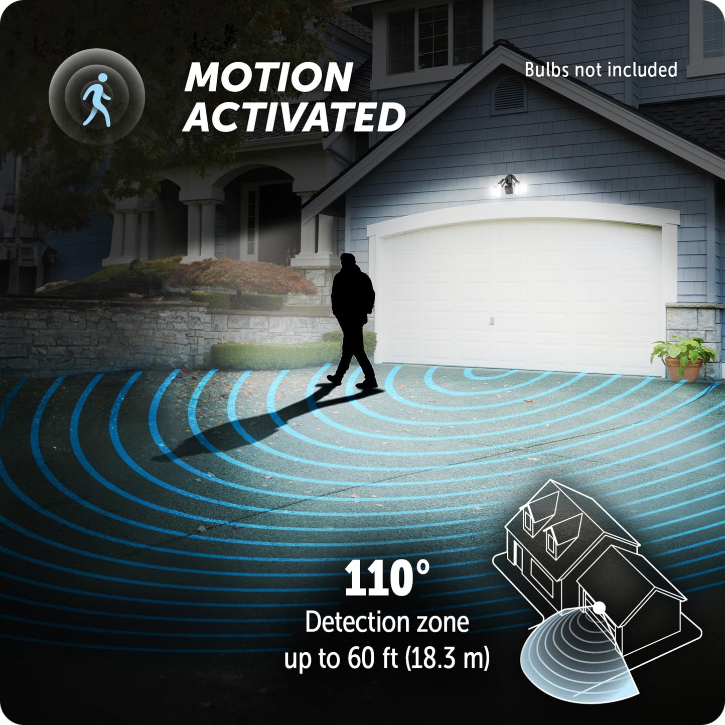 GLOBE Electric 240W Twin Head Motion Sensor Security Flood Light, 110° Detection, 60-Ft Range, Hardwired, Bronze Finish, Weather Resistant Outdoor