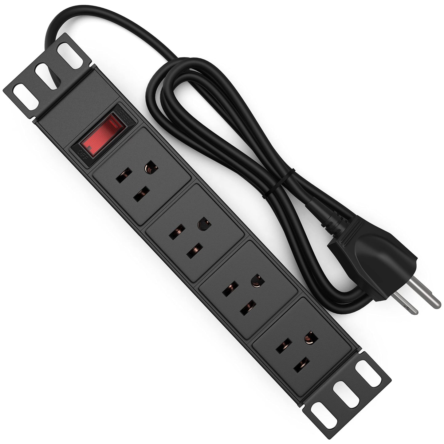 10" Rack PDU - 1U (4 Outlet) Power Distribution Unit 10 inch for Mini Racks w/Protection (110V/15A 6ft Cable) Network Cabinet Rackmount Power Strip