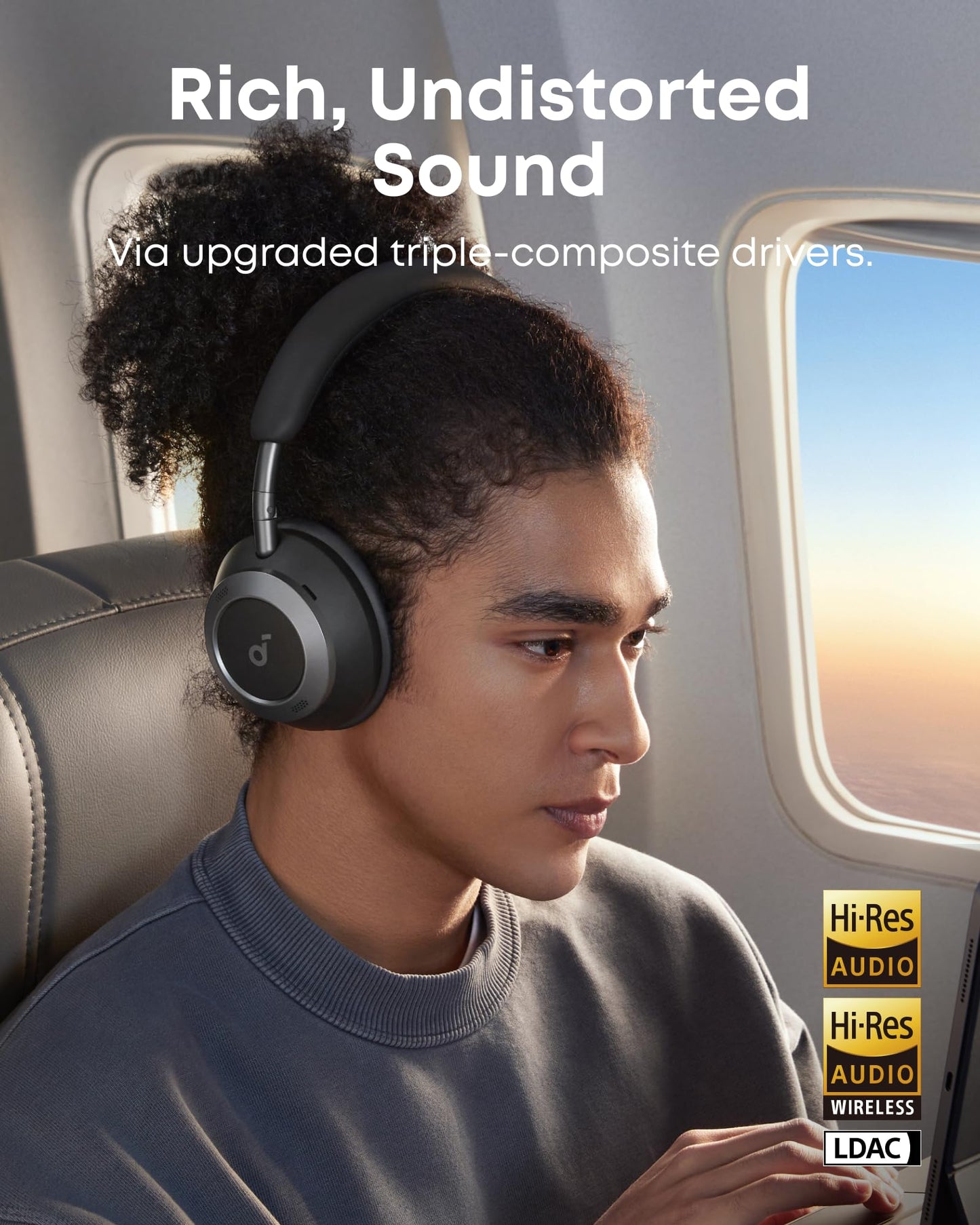 Soundcore Space One Pro, FlexiCurve Over-Ear Headphone, Adaptive Active Noise Cancelling Headphones Driven by 6 Mics, 60H Lossless Audio, Ultra-Fast…