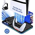 Kawaye PS5/Slim/Pro Stand and Cooling Station for PlayStation 5 Consoles, PS5/Pro/Slim Accessories with 3-Level Cooler Fan, PS5 Controller Charger