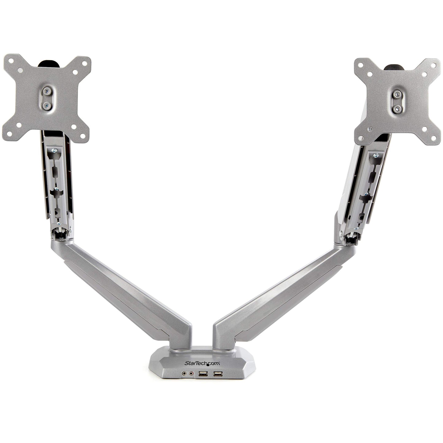 StarTech.com Desk Mount Dual Monitor Arm with USB/Audio, Desk Clamp Ergonomic VESA Mount for up to 32" (17.6lb/8kg) Displays