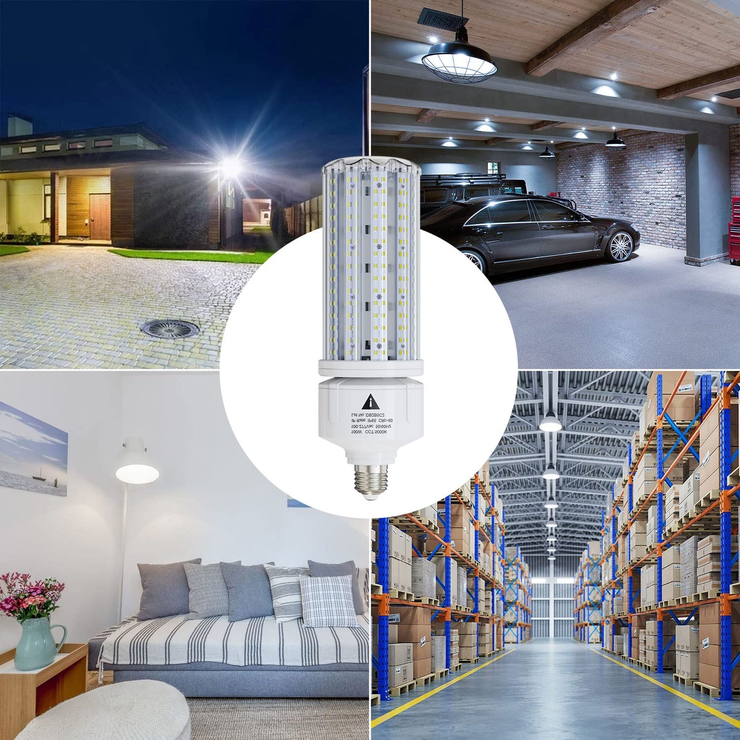 ZP LED Corn Light Bulb 100W Super Bright 15000lm 5000k E26 /E39 Led Corn Bulb, 1000W Equivalent CFL Metal Halogen HID Led Bulb for Outdoor Indoor Area