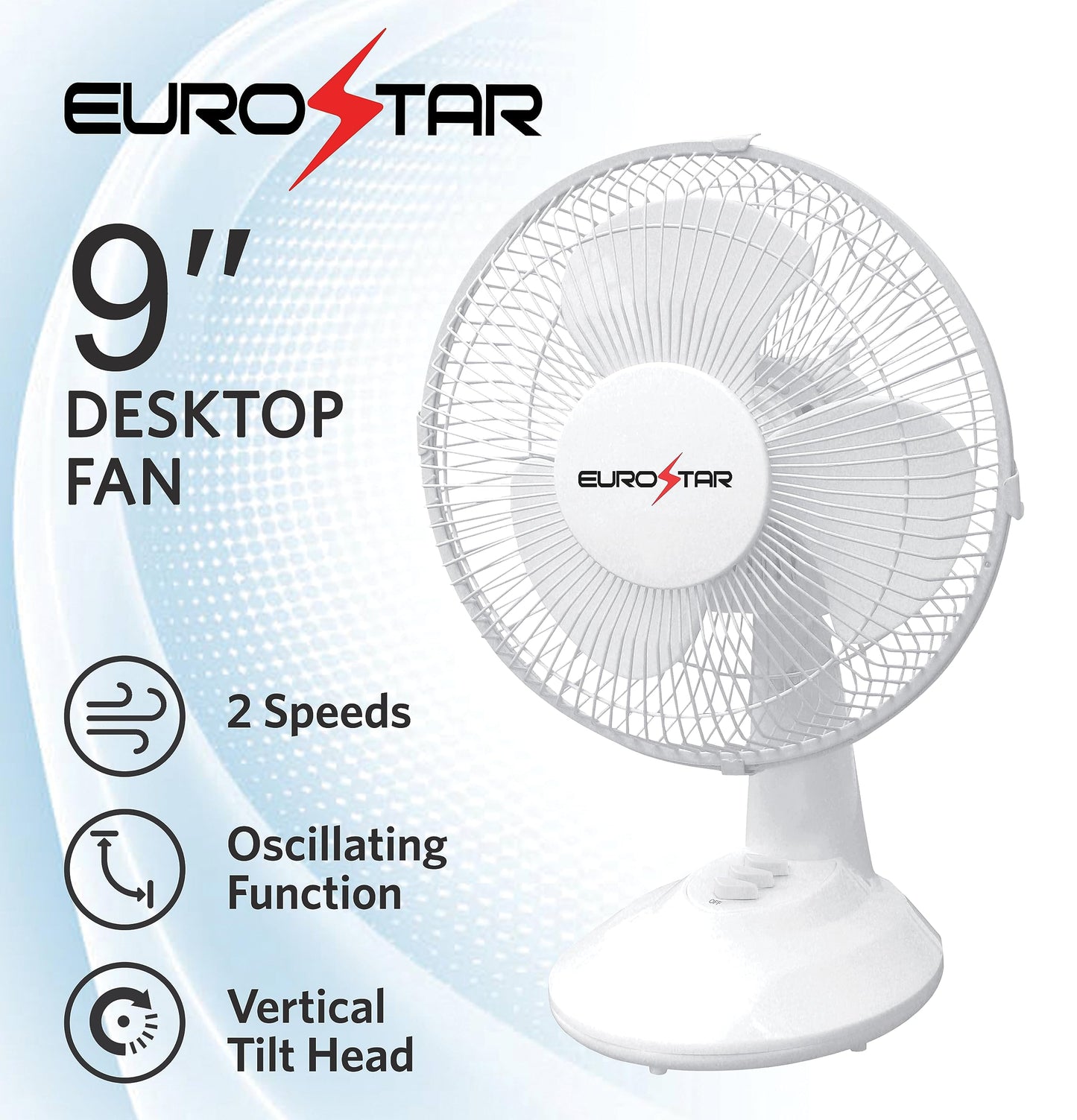 EUROSTAR FDF9W 9" Desktop Fan, White