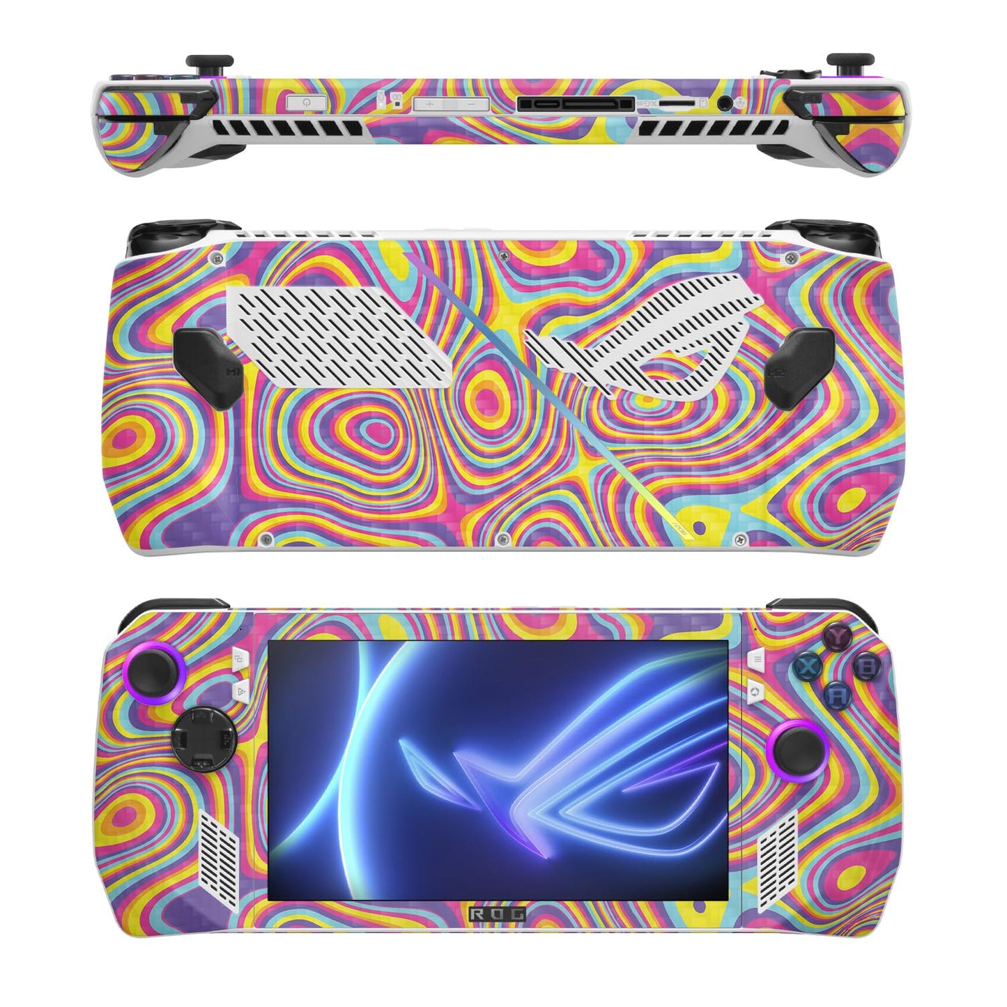 MightySkins Carbon Fiber Skin Compatible with Asus ROG Ally - Gobstopper | Protective, Durable Textured Carbon Fiber Finish | Easy to Apply