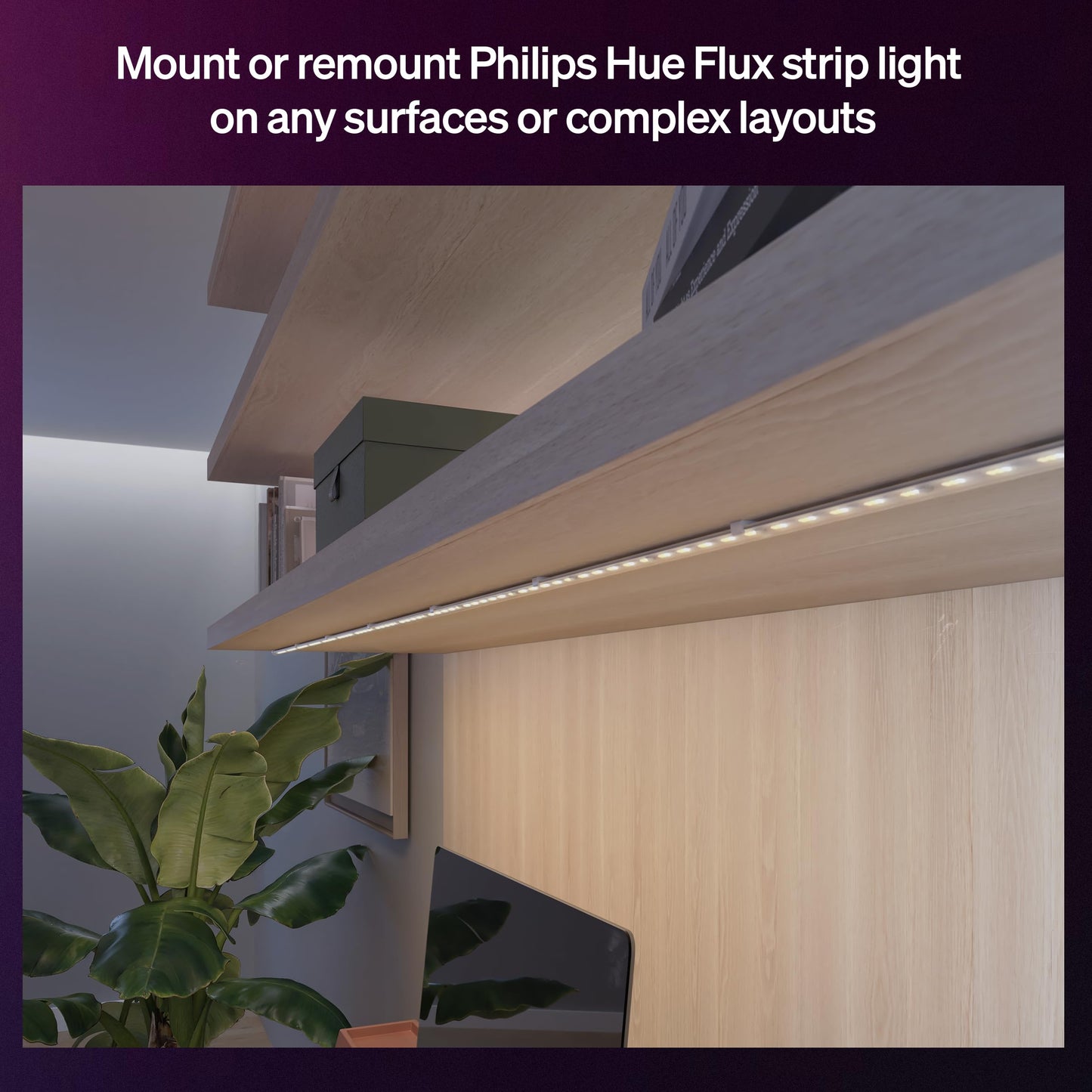 Hue Flux LED Strip Light Mounting Brackets, Accessories, Flexible Indoor Lighting, Easy Installation, Robust Transparent Clips, Screws and Adhesive