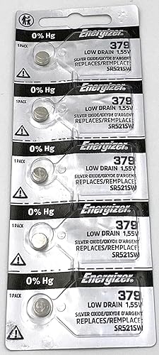 Energizer 379 Low Drain 1.55V Silver Oxide Batteries (5 Per Pack)