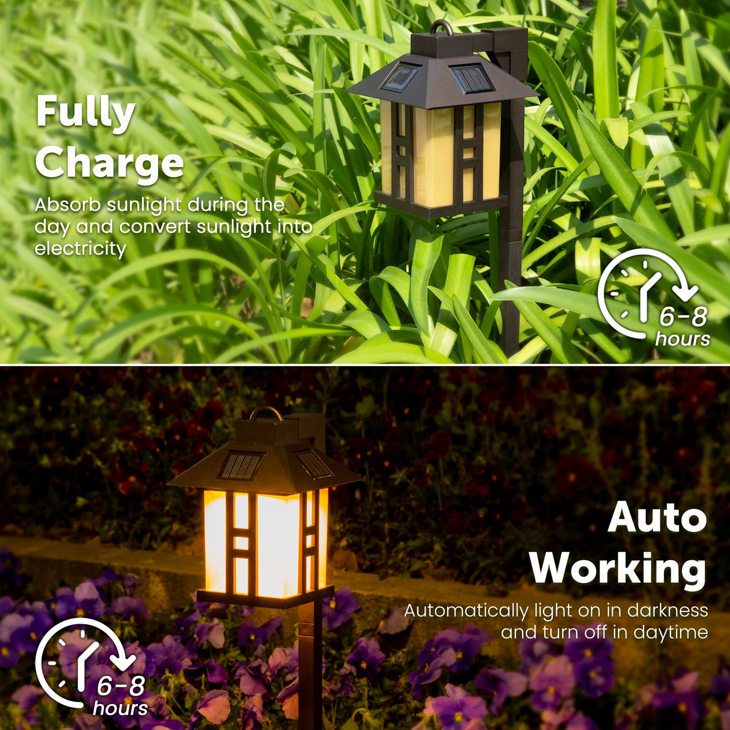 GIGALUMI Japanese Decor Solar Lights for Outside, Pathway Lights 4 Pack - Lawn/Patio/Yard/Walkway/Driveway Decoration