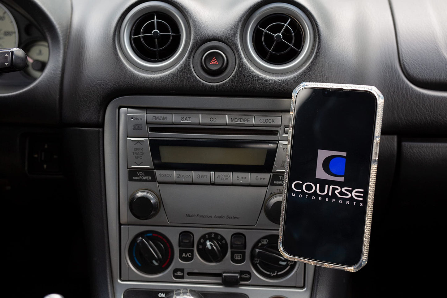 Course Motorsports DirectFit Phone Mount for Mazda Miata (1998-2005) Compatible with All Phones - Automatic Gripping Charger (Black)