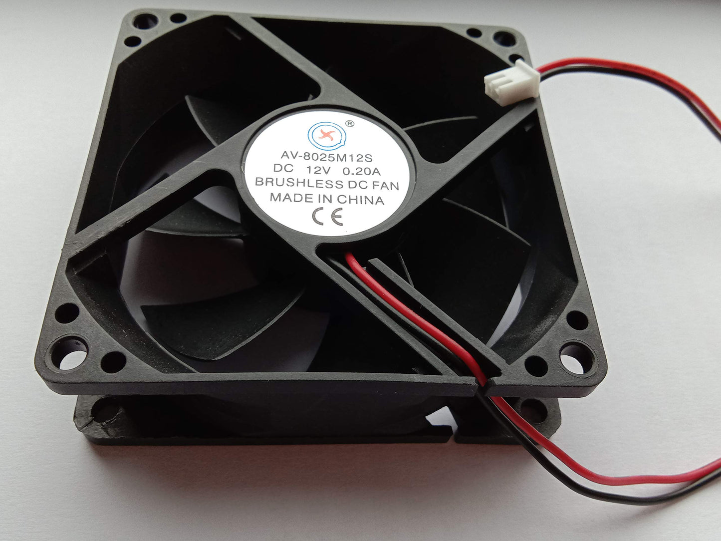2 pcs Brushless DC Cooling Fan 12V 8025S 7 Blades 2 Wire 80x80x25mm Sleeve-Bearing Skywalking