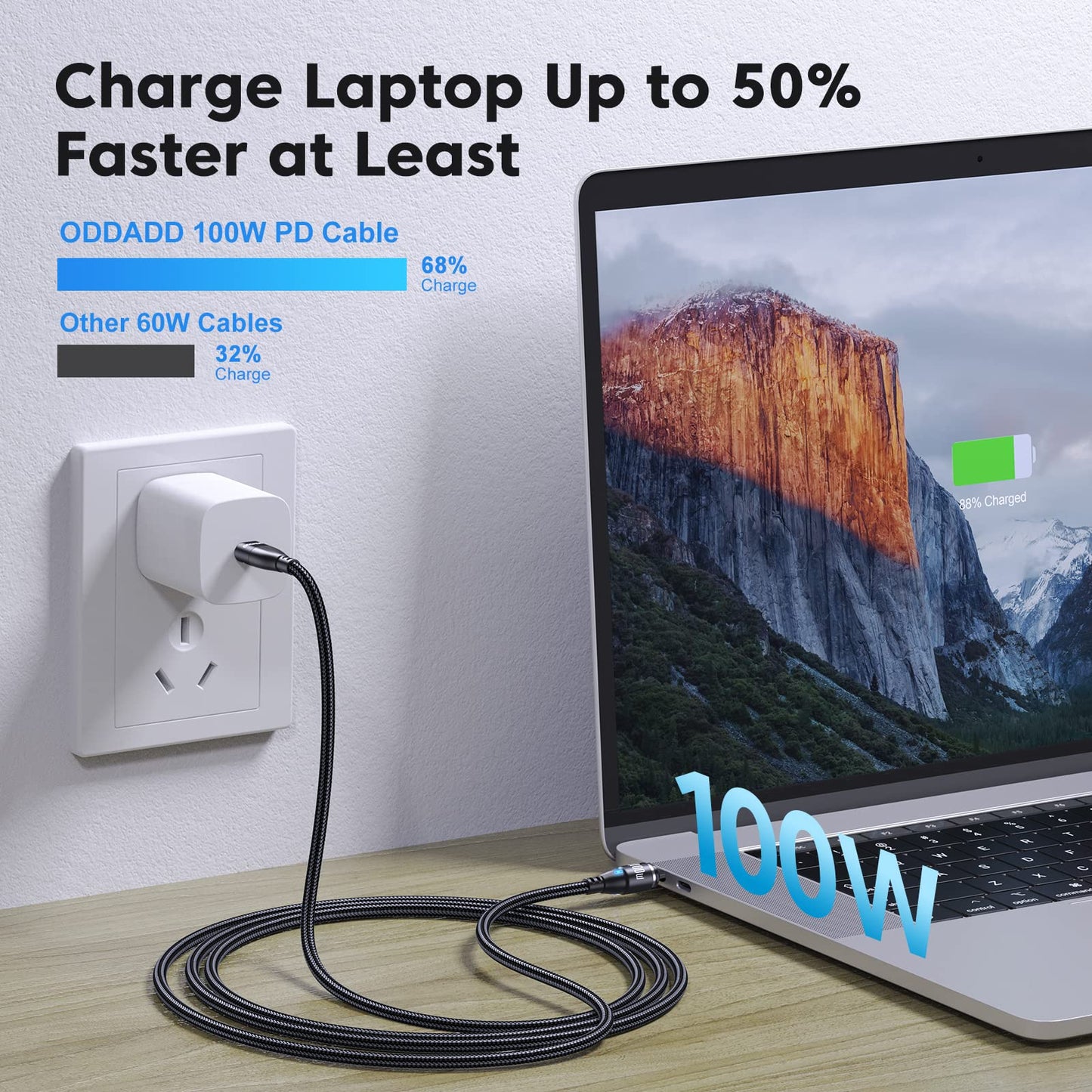ODDADD 100W USB C Magnetic Charging Cable 2pack(3.3ft+6ft), 6 in 1 Magnetic Fast Charging Cable, Magnetic USB C Charging Cable Compatible with Micro