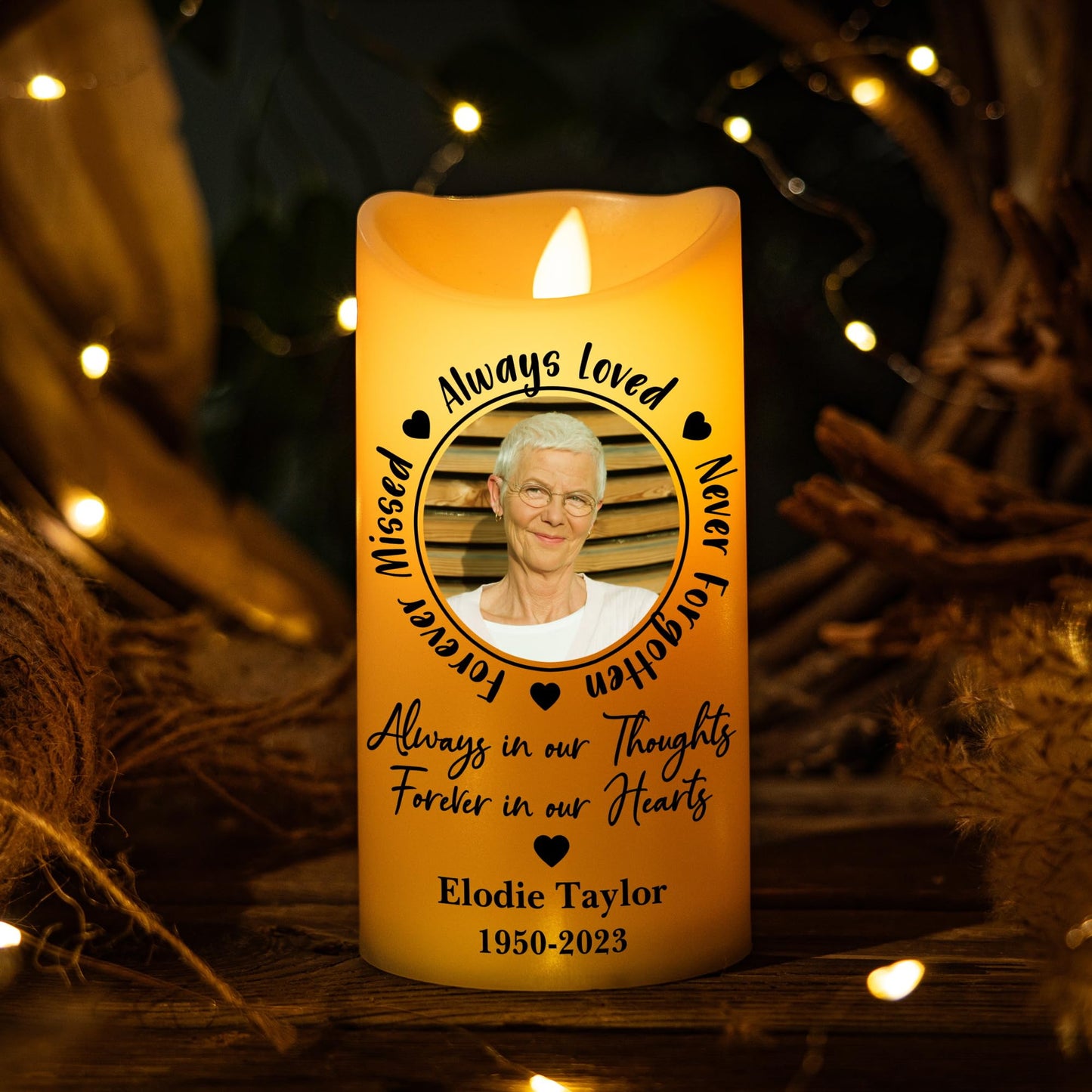 Kenon Custom Flameless LED Candles for Christmas, Personalized Photo 3D LED Memorial Candle, Bereavement Gifts for Loss of Mom Dad, Sympathy Gifts