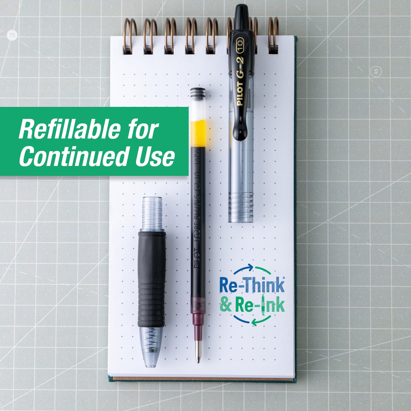 Pilot G2 Premium Refillable & Retractable Rolling Ball Gel Pens, Bold Point, Bold Gel Pens, 1.0 mm, Black Ink, 2-Pack