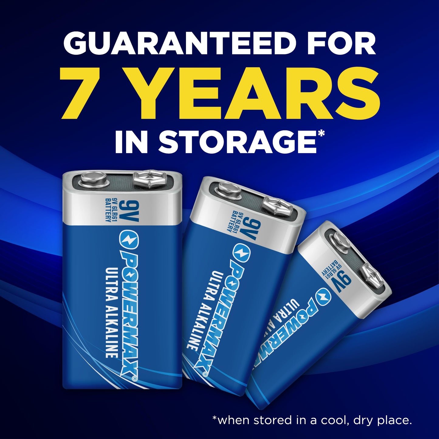 Powermax 12-Count 9V Batteries, Ultra Long Lasting Alkaline Battery for Home and Office, 7-Year Shelf Life, Reclosable Packaging
