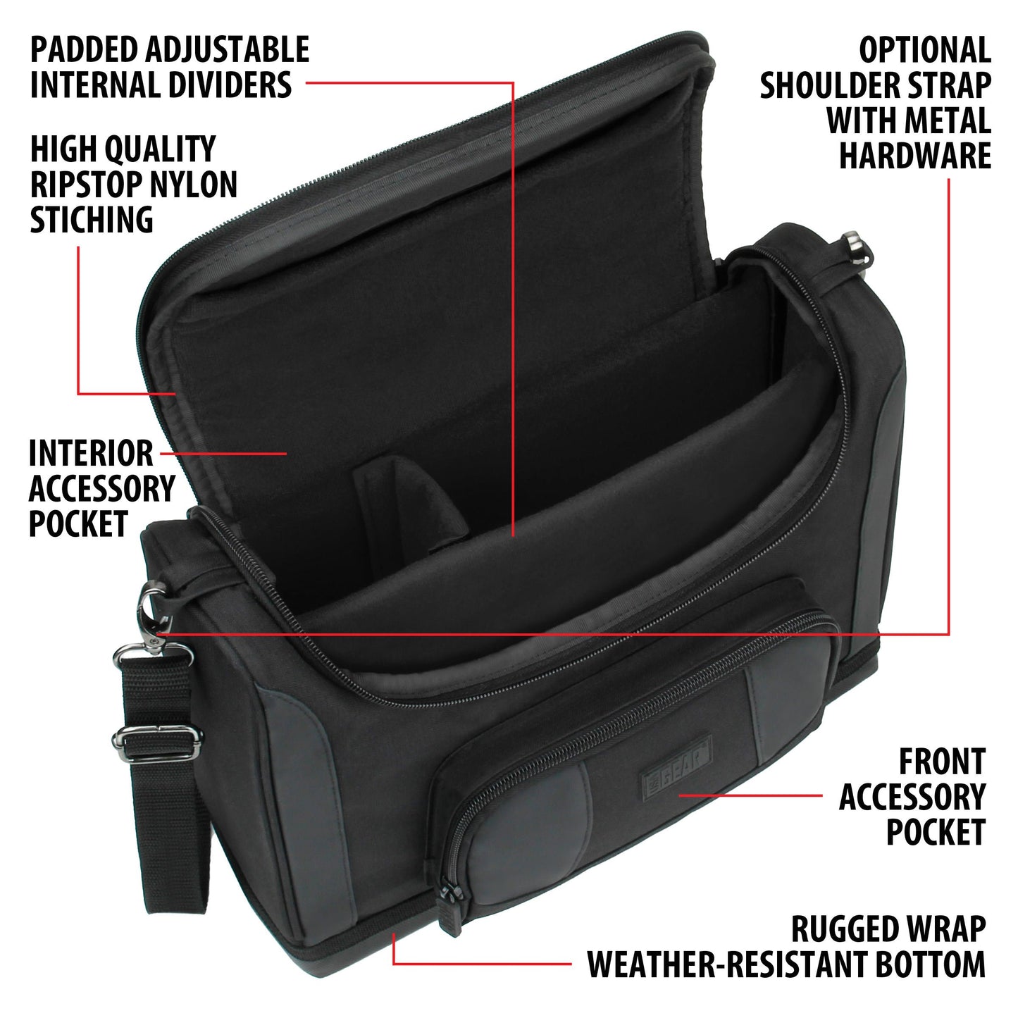 USA Gear Portable Photo Printer Case - Messenger Bag with Padding Dividers Compatible with Canon Selphy CP1500, Selphy Cp1300, Kodak Step Wireless