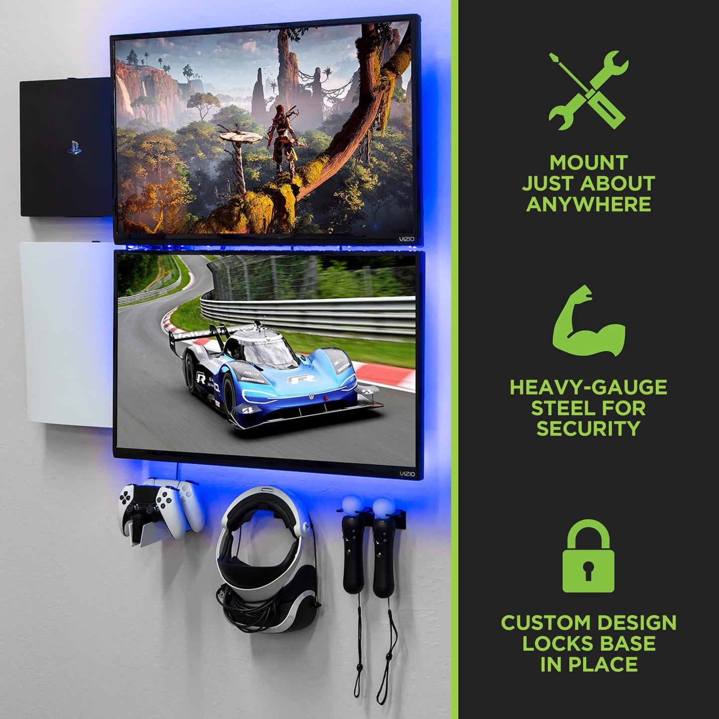 HIDEit Mounts Wall Mount for PS5 DualSense Charging Station - American Company - Steel Mount for PS5 DualSense Charging Station, Works