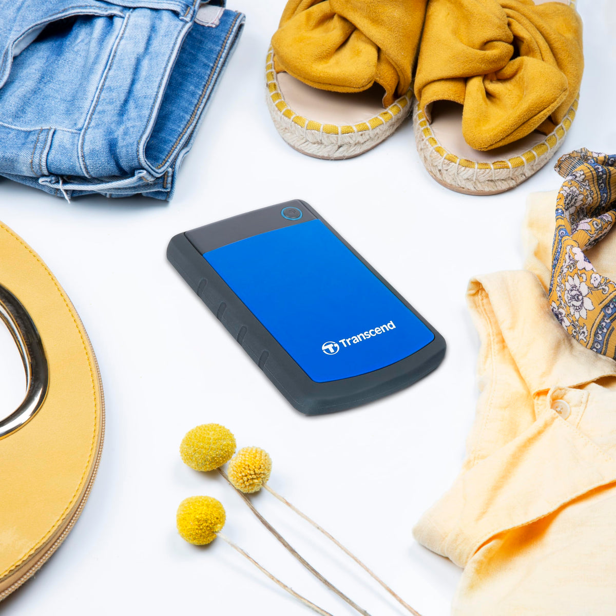 Transcend 1TB StoreJet 25H3 Rugged Portable HDD, One Touch Backup