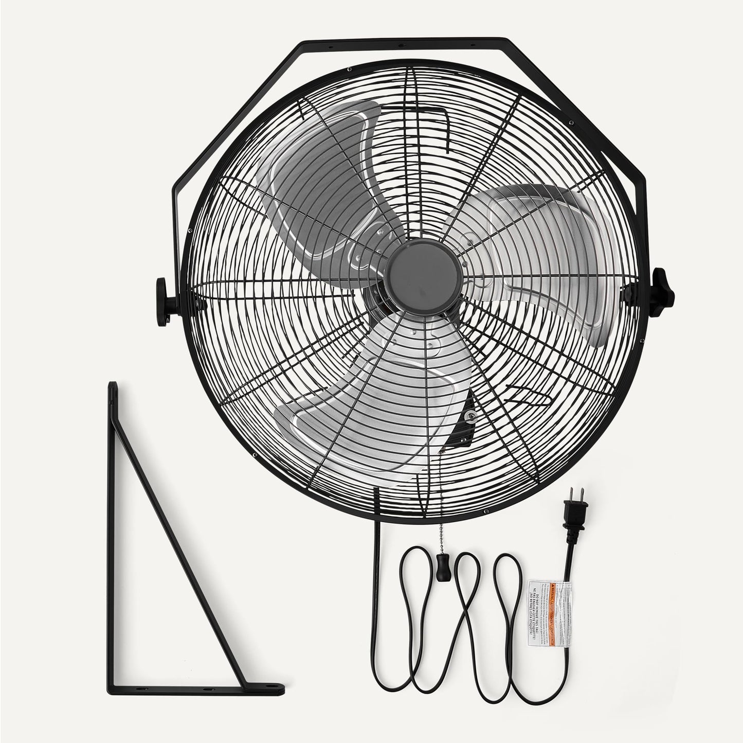 Amazon Basics 18" Indoor Wall-Mounted Industrial Fan with Three Speeds, High CFM, Heavy-Duty Metal Blades, Tilt Head, for Commercial Use, Warehouse
