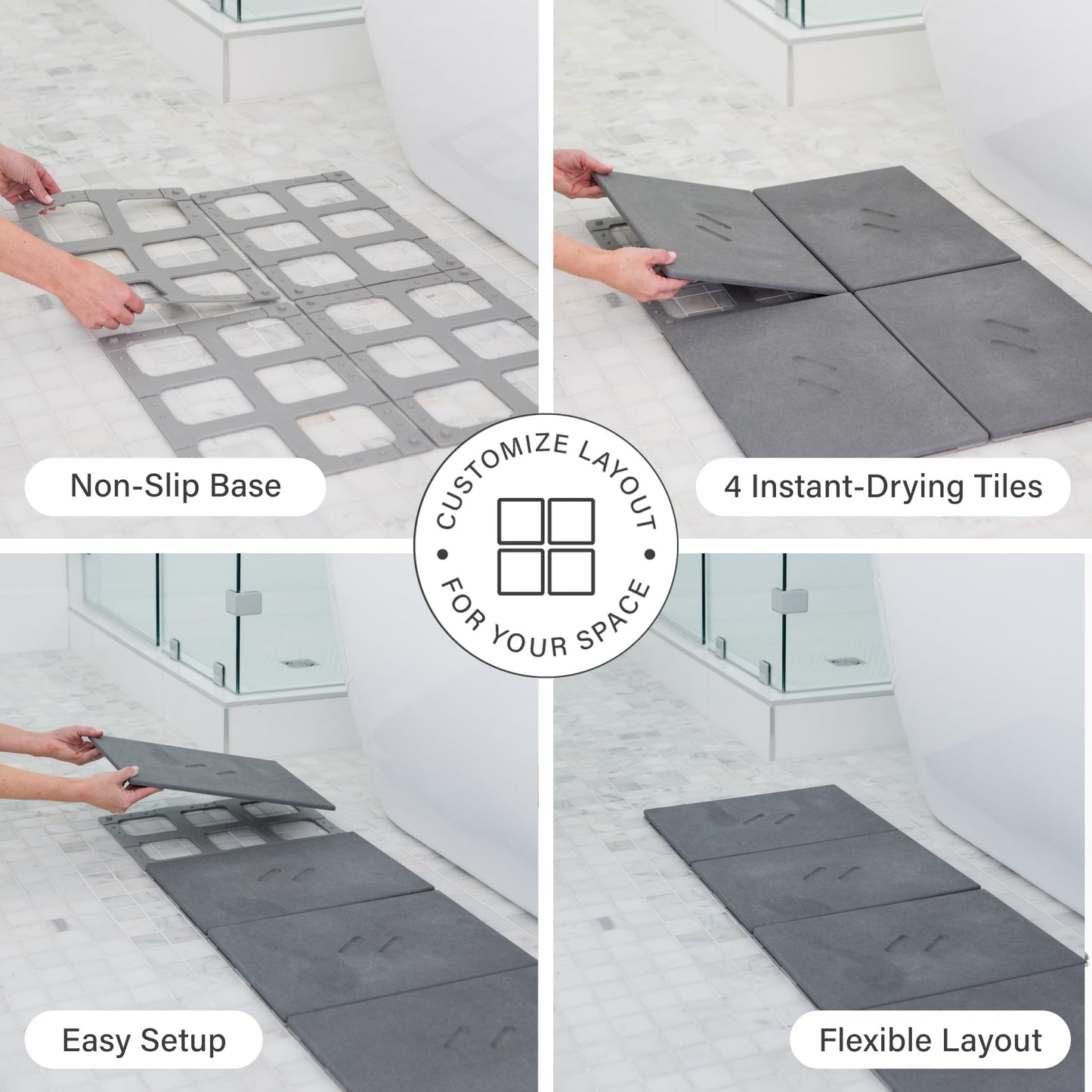 Dorai Home Stone Bath Mat for Bathroom - Large, Quick-Drying, Non-Slip Surface, Customizable Design, 22.3" L x 31.6" W x 0.6" H, Slate